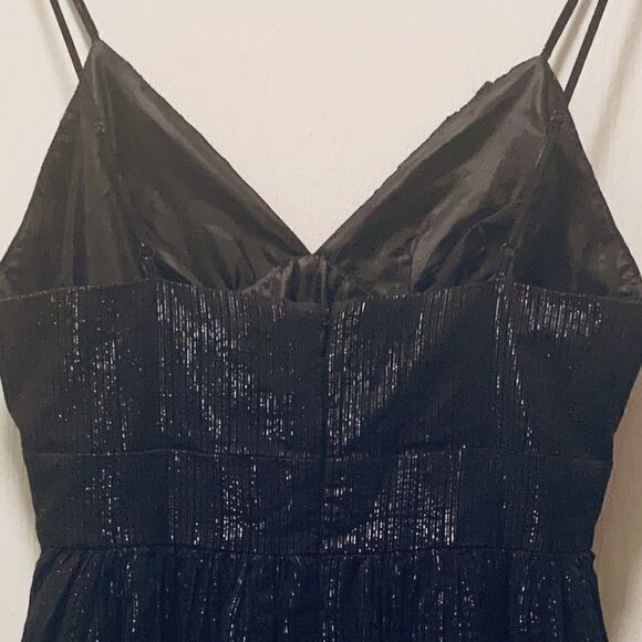 Forever 21 Strappy Metallic Silver & Black Mini Dress Empire Waist Size Medium - Picture 7 of 7